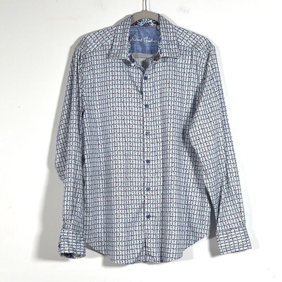 Robert Graham Long Sleeve Classic Fit Shirt Mens Sz XL Multicolor Contrast Cuff - Picture 1 of 11